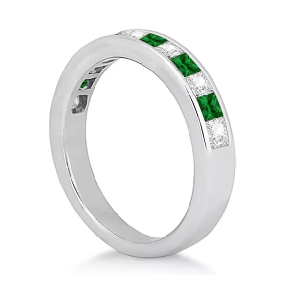 2XHP🎉White Sapphire/Emerald Channel Set Band 925 - Picture 2 of 5